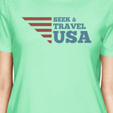 Seek Travel USA American Flag Shirt Womens Mint Graphic Tshirt