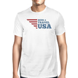 Seek & Travel USA American Flag Shirt Mens White Cotton Graphic Tee