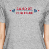 Land Of The Free American Flag Shirt Womens Gray Graphic T-Shirt