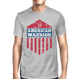 American Warrior Tee Mens Grey Cotton Tshirt American Flag Shirt