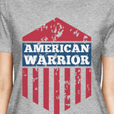 American Warrior Tee Womens Gray Cotton Tshirt American Flag Shirt