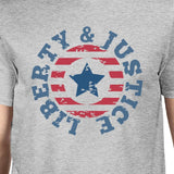 Liberty & Justice American Flag Shirt Mens Grey 4th Of July Tee