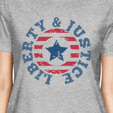 Liberty & Justice American Flag Shirt Womens Gray 4th Of July Tee