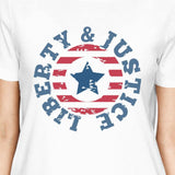 Liberty & Justice American Flag Shirt Womens White 4th Of July Tee