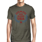 God Bless USA American Flag Tee Men Dark Gray 4th Of July Tee Shirt