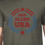God Bless USA American Flag Tee Men Dark Gray 4th Of July Tee Shirt