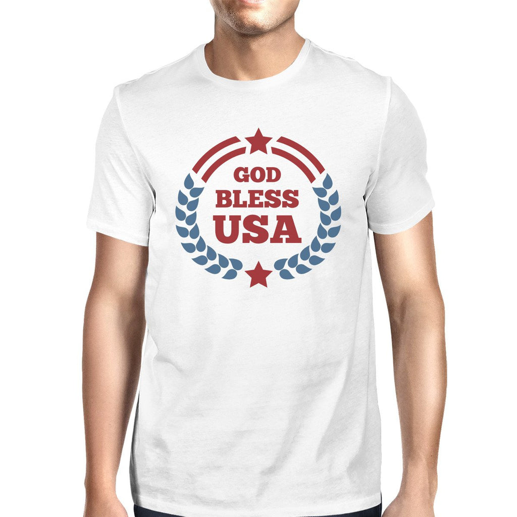 God Bless USA American Flag Shirt Mens White 4th Of July Tee Shirt