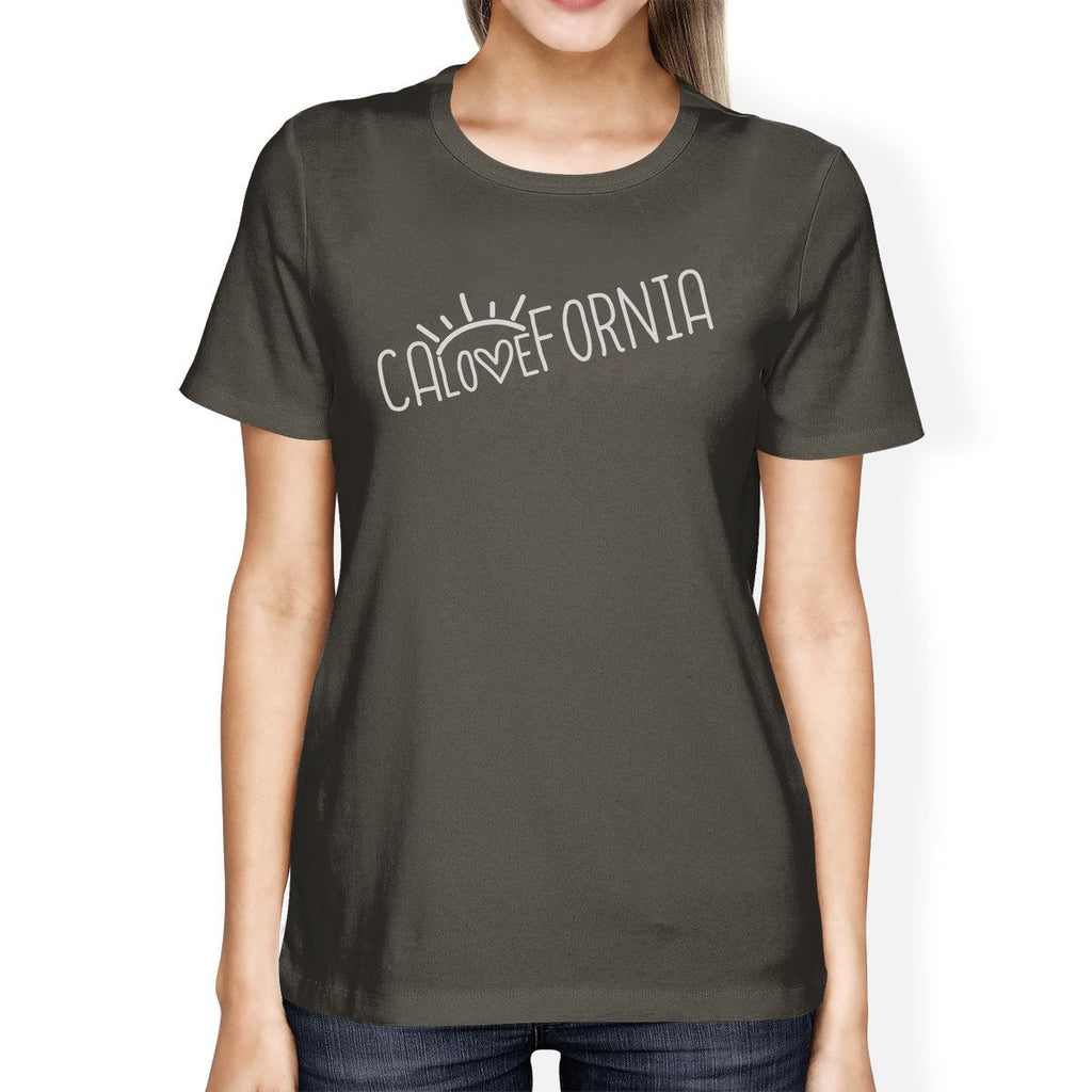 Calovefornia Womens Dark Grey T-Shirt Crew Neck Cotton Tee Shirt