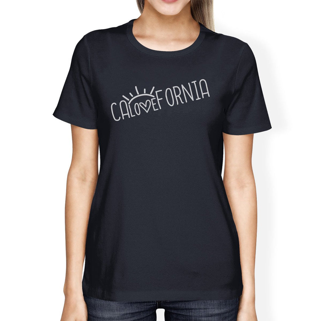 Calovefornia Womens Navy T-Shirt Crew Neck Cotton Tee Shirt