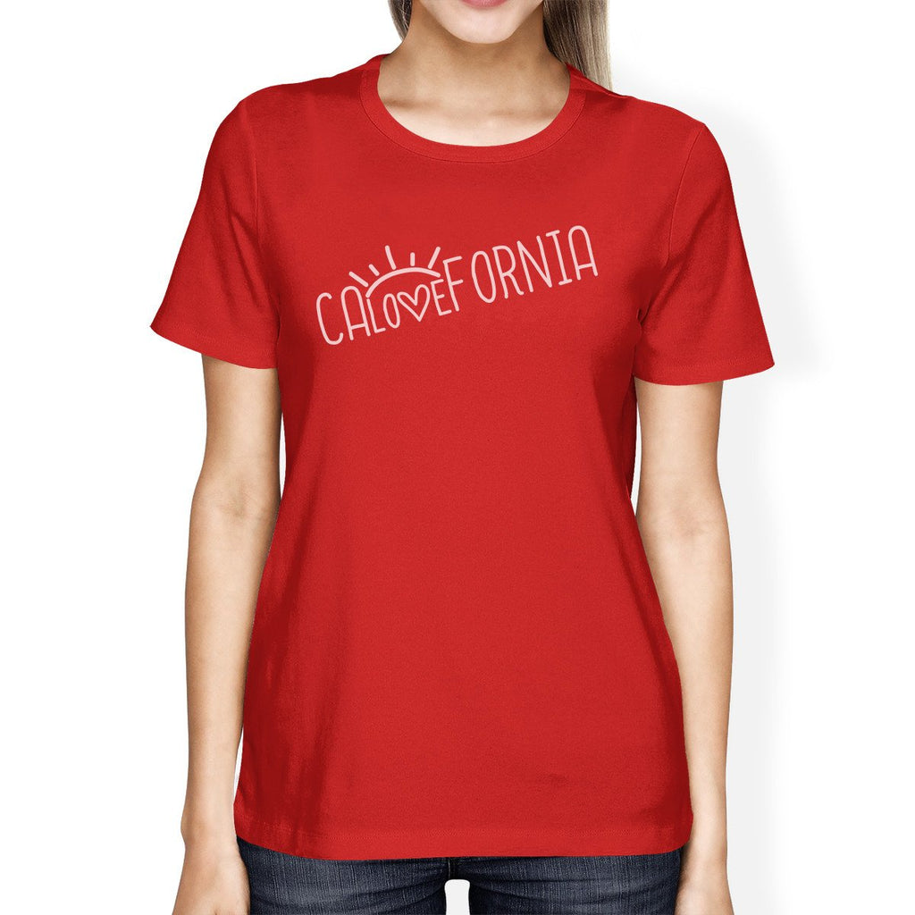 Calovefornia Womens Red T-Shirt Crew Neck Cotton Graphic Tee Shirt