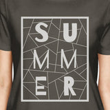 Summer Geometric Womens Dark Grey Trendy Lettering Graphic Tshirt