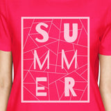 Summer Geometric Womens Hot Pink Trendy Lettering Graphic Tshirt
