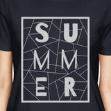Summer Geometric Womens Navy Trendy Lettering Graphic Tshirt