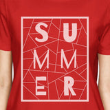 Summer Geometric Womens Red Trendy Lettering Graphic Tee Shirt