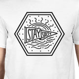 Stay Salty Mens White Short Sleeve Tee Round Neck Graphic T-Shirt