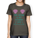 The Ocean Is My Vitamin Sea Womens Dark Gray Tee For Ocean Lovers