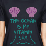 The Ocean Is My Vitamin Sea Womens Navy Tee For Ocean Lovers