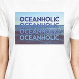 Oceanholic Womens White Graphic Lightweight Tropical Design Tshirt