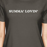 Summa' Lovin' Womens Dark Grey Lightweight Cotton Tee Shirt Gifts