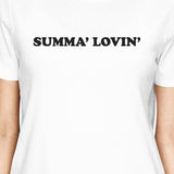 Summa' Lovin' Womens White Round Neck T-Shirt Cute Summer Outfit