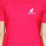 Mini Shark Hot Pink Womens Graphic T-Shirt Cute Summer Graphic Tee