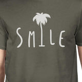 Smile Palm Tree Dark Grey Mens Graphic Tshirt Crewneck Short Sleeve