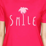 Smile Palm Tree Hot Pink Womens Lightweight Summer Graphic Shirt