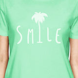Smile Palm Tree Womens Mint Short Sleeve Lightweight Summer Tee