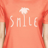 Smile Palm Tree Peach Womens Summer Lightweight Cotton Tshirt Gifts