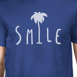 Smile Palm Tree Royal Blue Mens Lightweight Summer Graphic Shirt