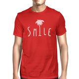 Smile Palm Tree Red Mens Round Neck Tropical Palm Tree Tee Shirt
