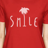 Smile Palm Tree Womens Round Neck Cute Tropical Palm Tree T-Shirt