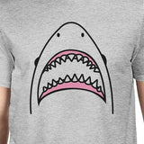 Shark Mens Grey Graphic Tee Round Neck Simple Design Cotton T-Shirt