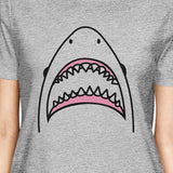 Shark Womens Grey Graphic Tee Crewneck Cotton Summer Light T-Shirt
