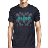 Surf Waves Mens Navy Graphic Tee Lightweight Summer Cotton Tshirt