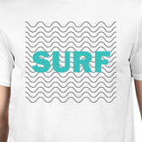 Surf Waves Mens White Round Neck T-Shirt Funny Design Cotton Tee