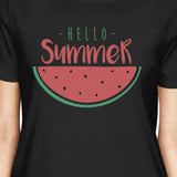 Hello Summer Watermelon Womens Black Shirt