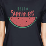Hello Summer Watermelon Womens Navy Shirt