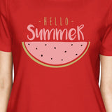 Hello Summer Watermelon Womens Red Shirt