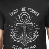 Enjoy The Summer Ocean Holiday Mens Black Shirt