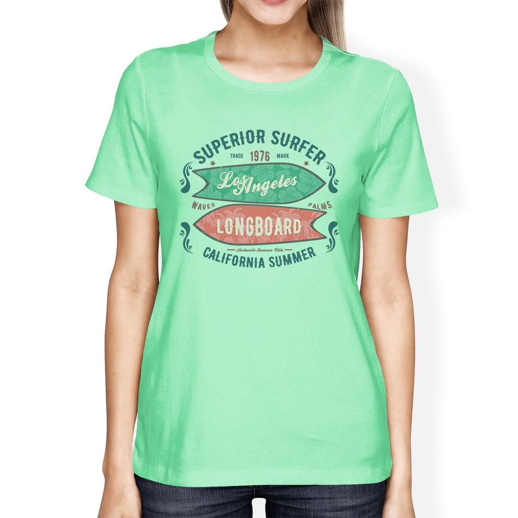Superior Surfer Los Angeles Longboard Womens Mint Shirt