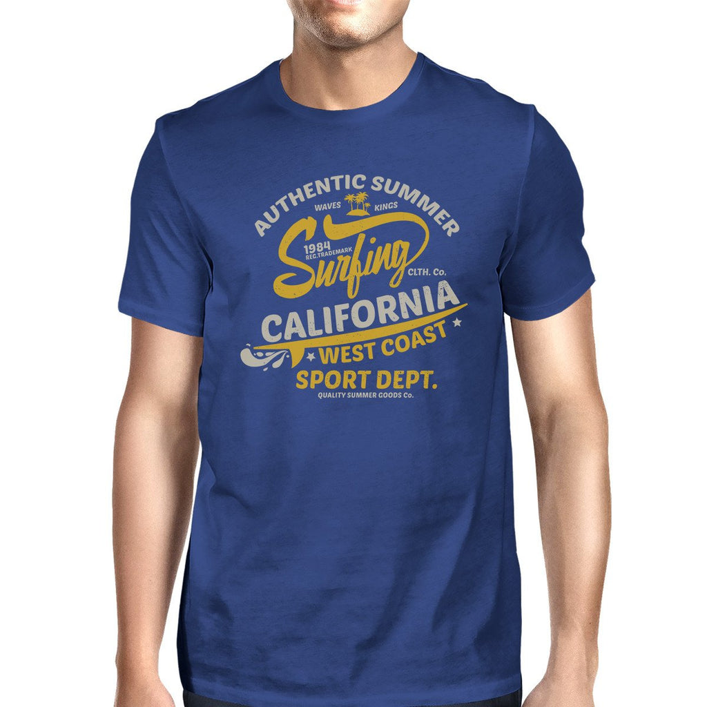 Authentic Summer Surfing California Mens Royal Blue Shirt