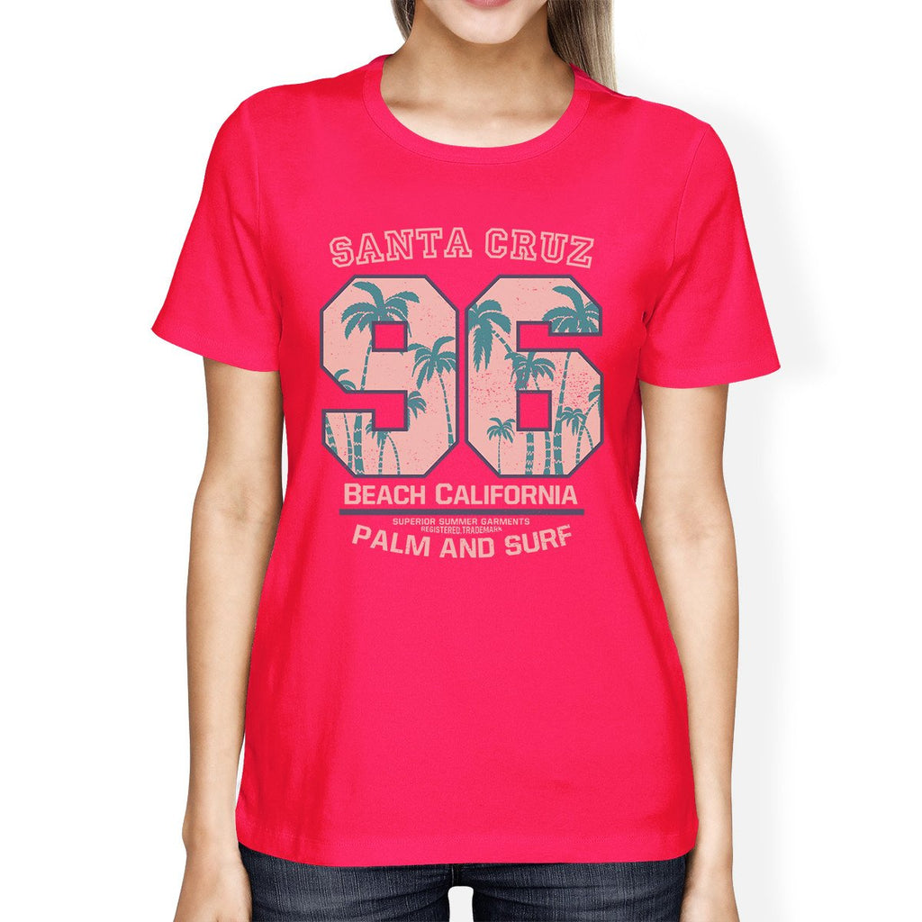 Santa Cruz Beach California Womens Hot Pink Shirt