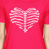 Skeleton Heart Womens Hot Pink Shirt