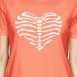 Skeleton Heart Womens Peach Shirt