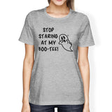 Stop Staring At My Boo-Tee Ghost Womens Grey Shirt