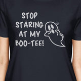Stop Staring At My Boo-Tee Ghost Womens Navy Shirt
