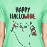 Happy Hallowine Ghost Wine Womens Mint Shirt