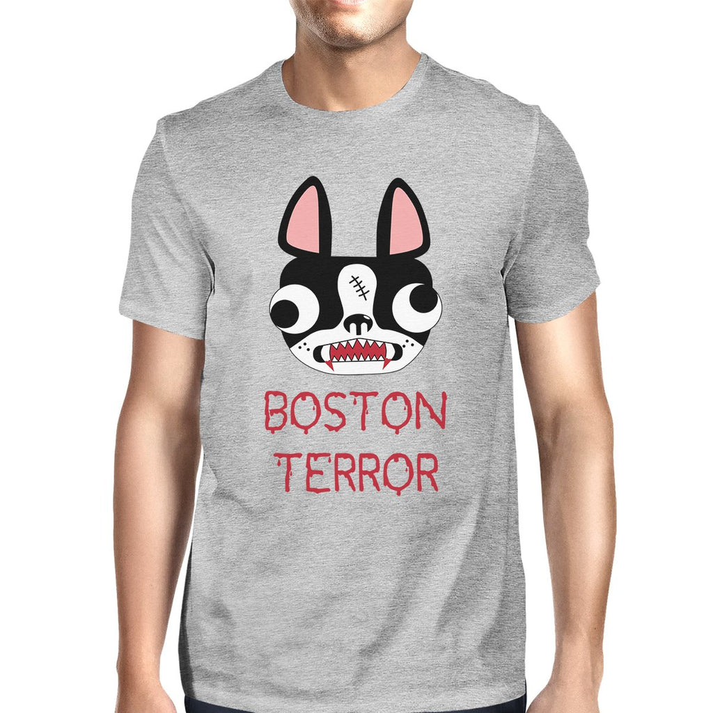 Boston Terror Terrier Mens Grey Shirt