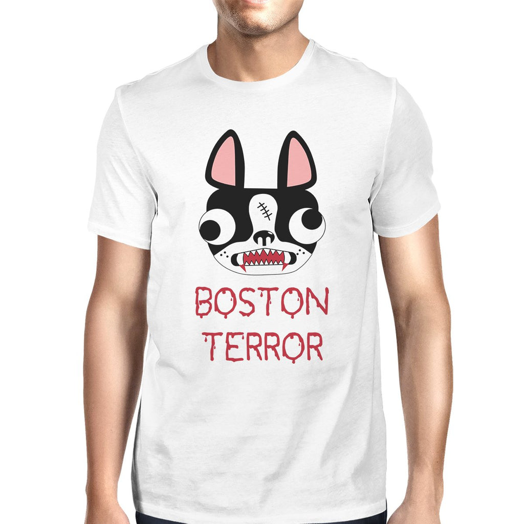 Boston Terror Terrier Mens White Shirt
